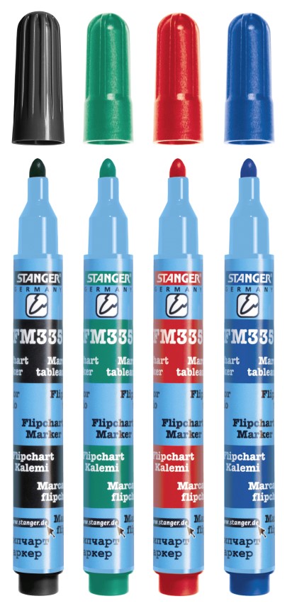 MARKER FLIPCHART VARF ROTUND 1-3mm STANGER FM335 4 CULORI/SET